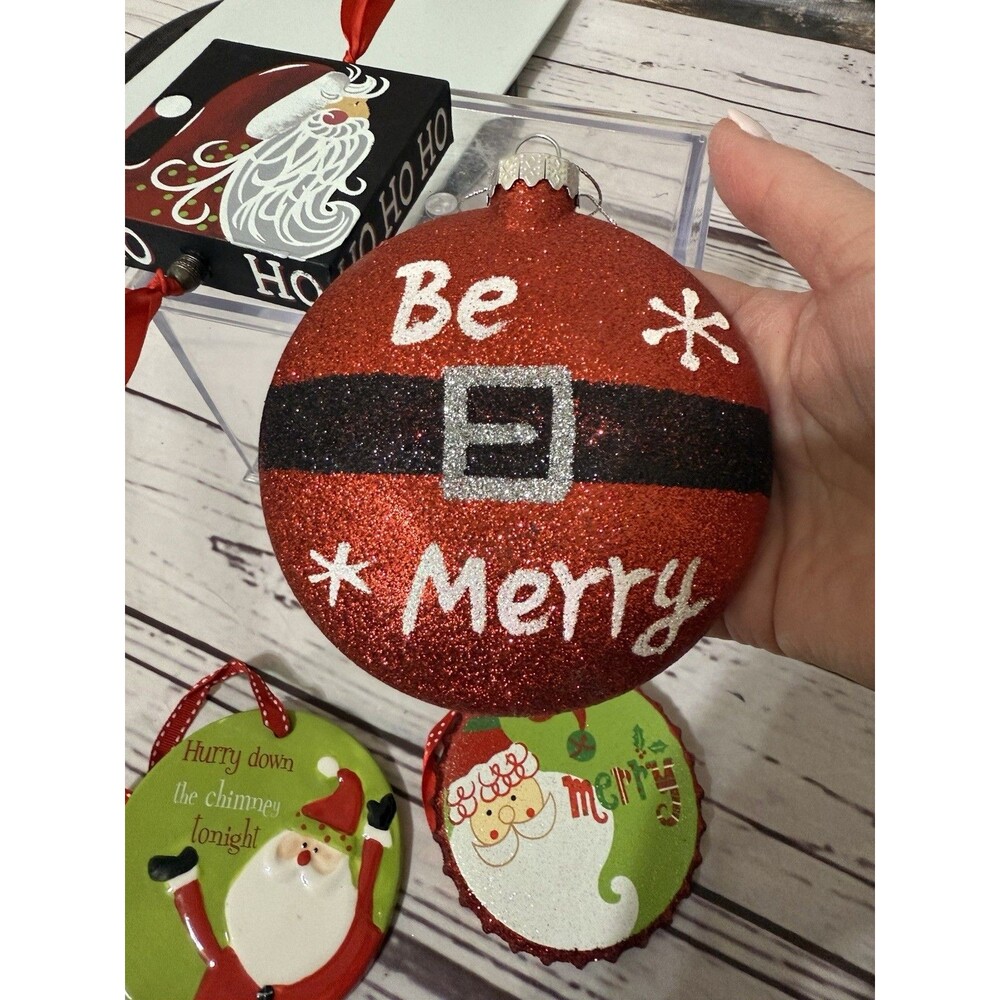 Lot Of 4 VTG Large Christmas Ornaments Santa Theme - Picture 8 of 8